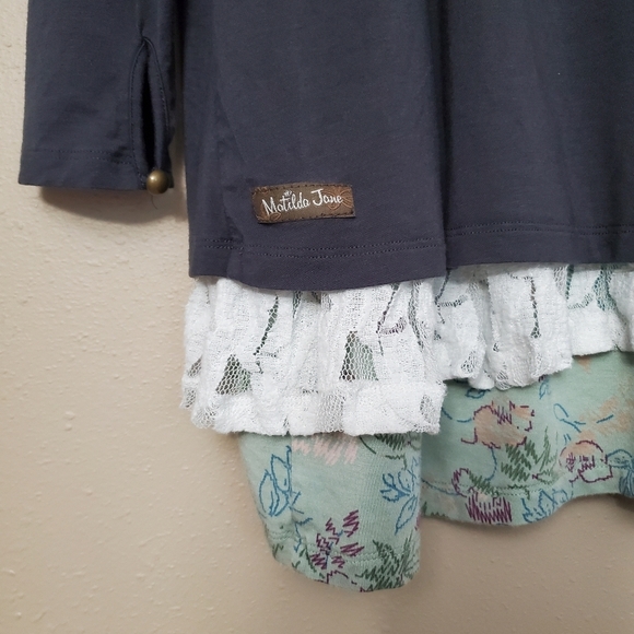 Matilda Jane Heartwood Top Size M Medium Gray Choose Your Own Path - Picture 8 of 12